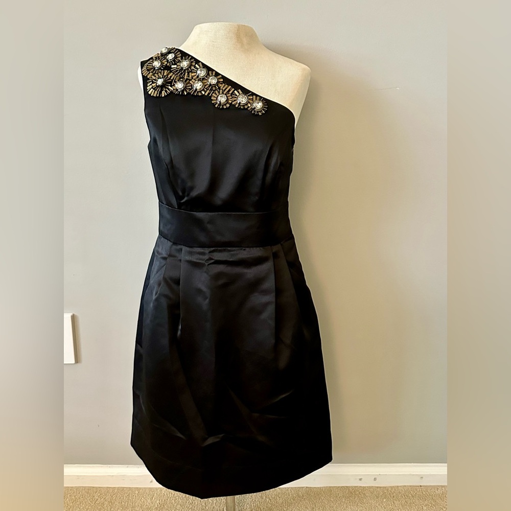 Shoshanna dress black with beautiful gold and rhinestone detail